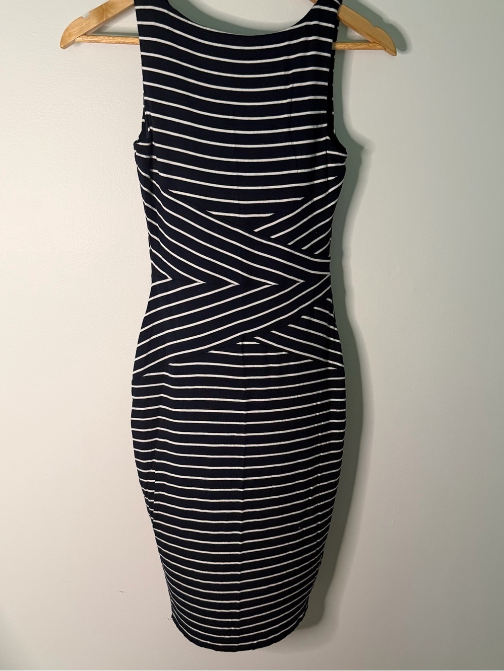 Bailey 44 Sudden Death Striped Bodycon Midi Dress NWT XS Navy White Made USA